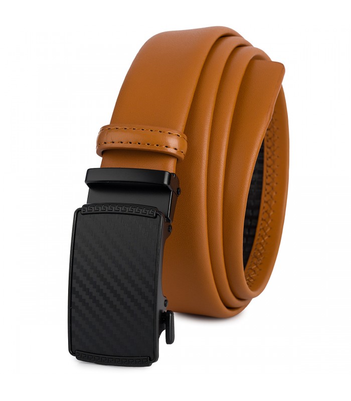 Pasek męski skórzany 3,5 cm klamra automatyczna Beltimore camel 02-554