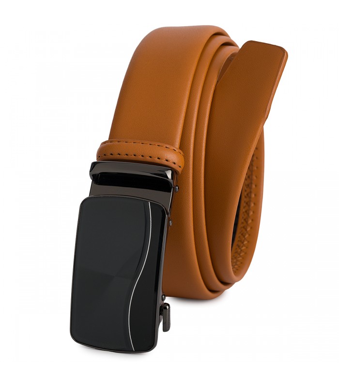 Pasek męski skórzany 3,5 cm klamra automatyczna Beltimore camel 02-562