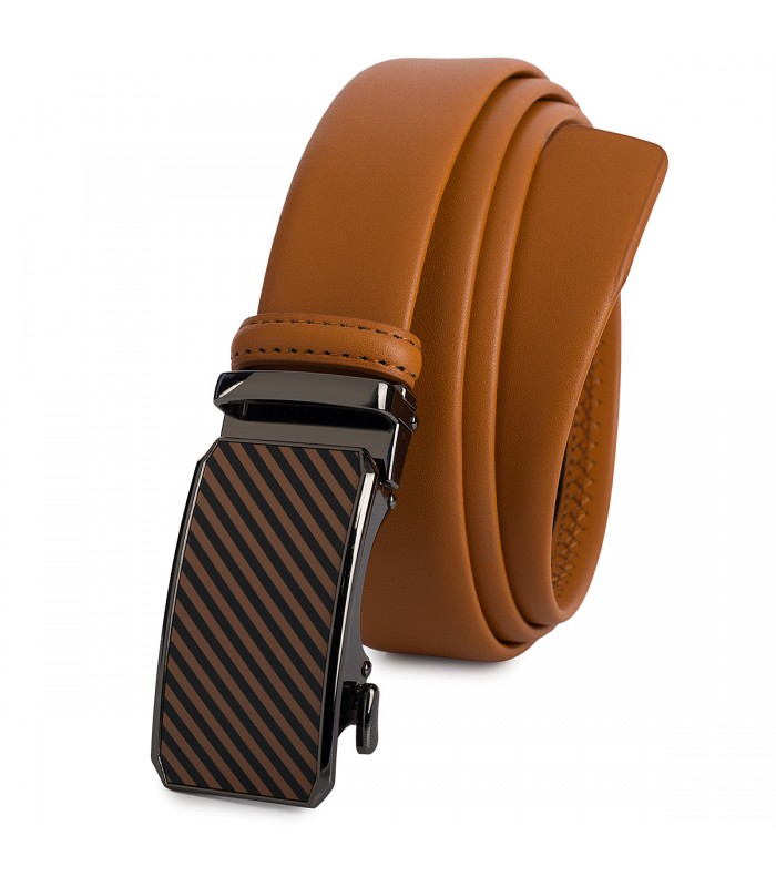 Pasek męski skórzany 3,5 cm klamra automatyczna Beltimore camelowy 02-301