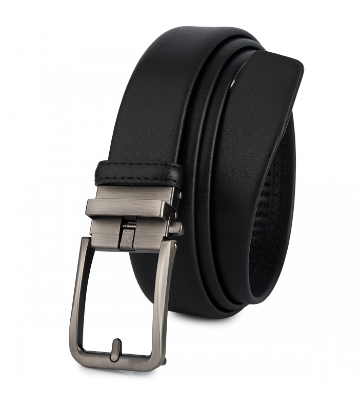 Pasek męski skórzany 3,5 cm klamra automatyczna Beltimore czarny 02-604