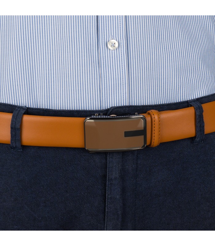 Pasek męski skórzany 3,5 cm klamra automatyczna Beltimore camelowy 02-551