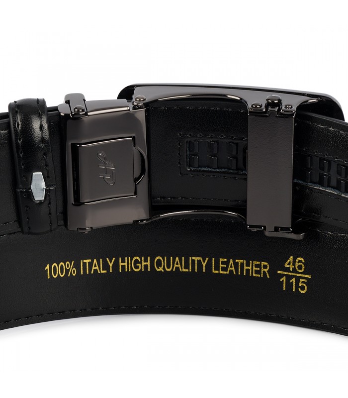 Pasek męski skórzany 3,5 cm klamra automatyczna Beltimore czarny 52-571
