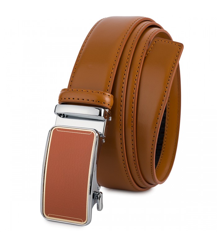 Pasek męski skórzany 3,5 cm klamra automatyczna Beltimore camelowy 52-598