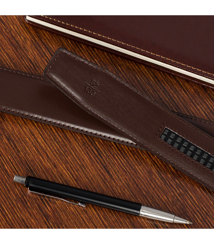 Pasek męski skórzany 3,5 cm klamra automatyczna Beltimore brązowy 52-599