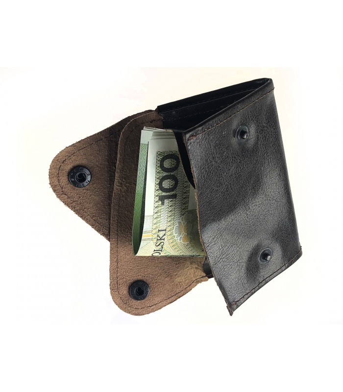 Banknotówka portfel brązowy etui na pieniądze retro uniseks skórzane G63