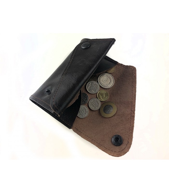 Banknotówka portfel brązowy etui na pieniądze retro uniseks skórzane G63