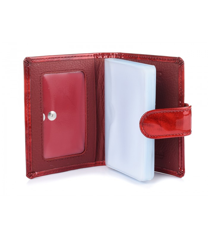 Etui skórzane na karty dokumenty wizytownik czerwone Alessandro Q58