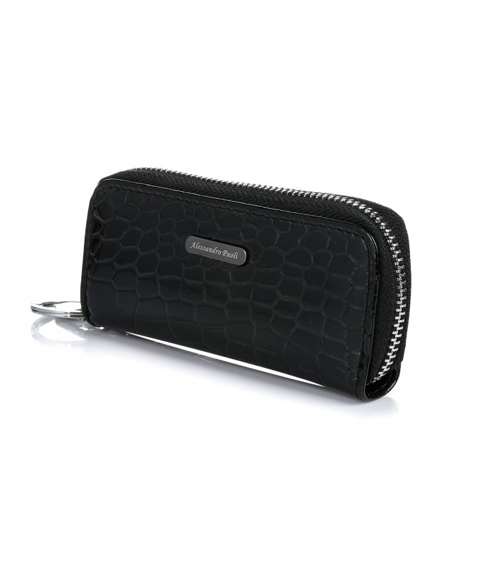 Czarne etui na klucze skórzane Alessandro S46