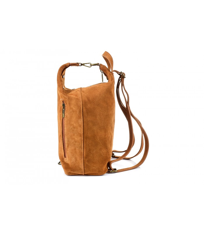 Camel Włoski Stylowy Plecak Damski Skórzany Zamsz A4 W14