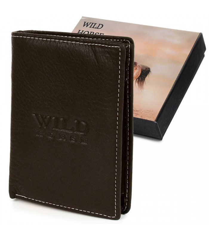 Portfel męski skórzany ciemnobrązowy vintage duży RFiD I45