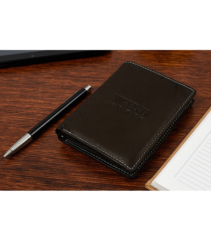 Portfel męski skórzany ciemnobrązowy vintage duży RFiD I45