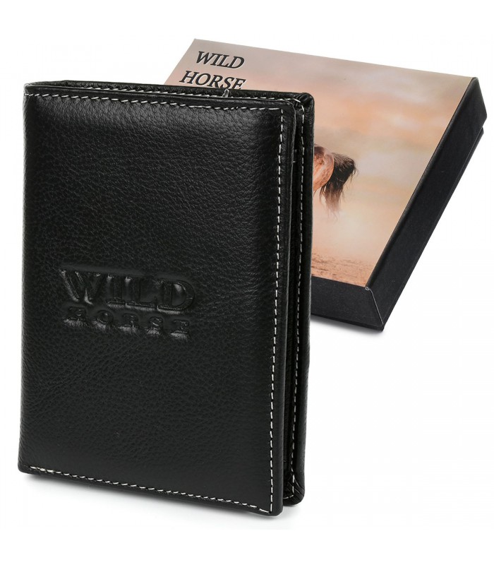 Portfel męski skórzany czarny duży Wild Horse RFiD I45
