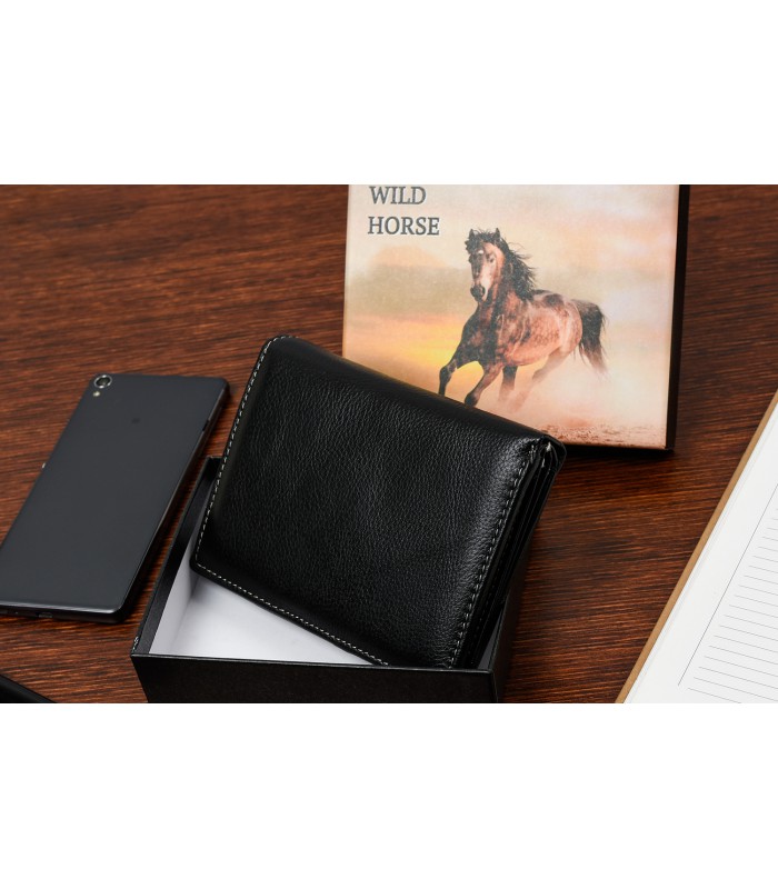 Portfel męski skórzany czarny duży Wild Horse RFiD I45
