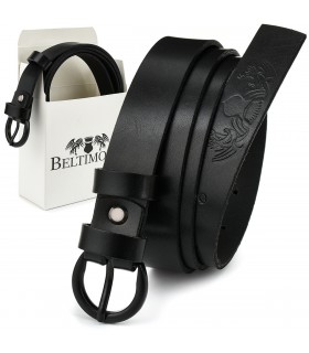 Beltimore skórzany damski pasek 2,5 cm czarny A65