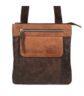 Torba męska brązowa listonoszka vintage z paskiem A.Wild 061