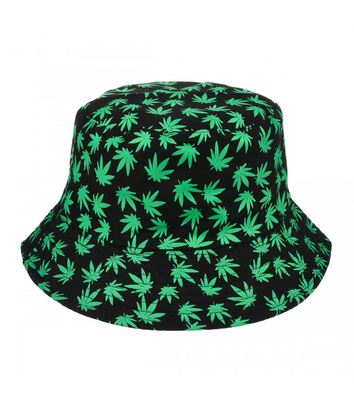 Czarny kapelusz dwustronny bucket hat wędkarski modny kap-m4