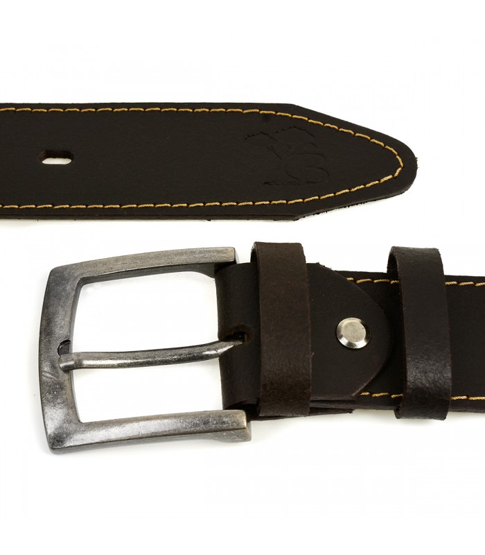Pasek męski skórzany klamra 4 cm ciemny bąz BELTIMORE A35