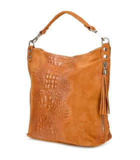 Camel torebka skórzana zamszowa shopper W10