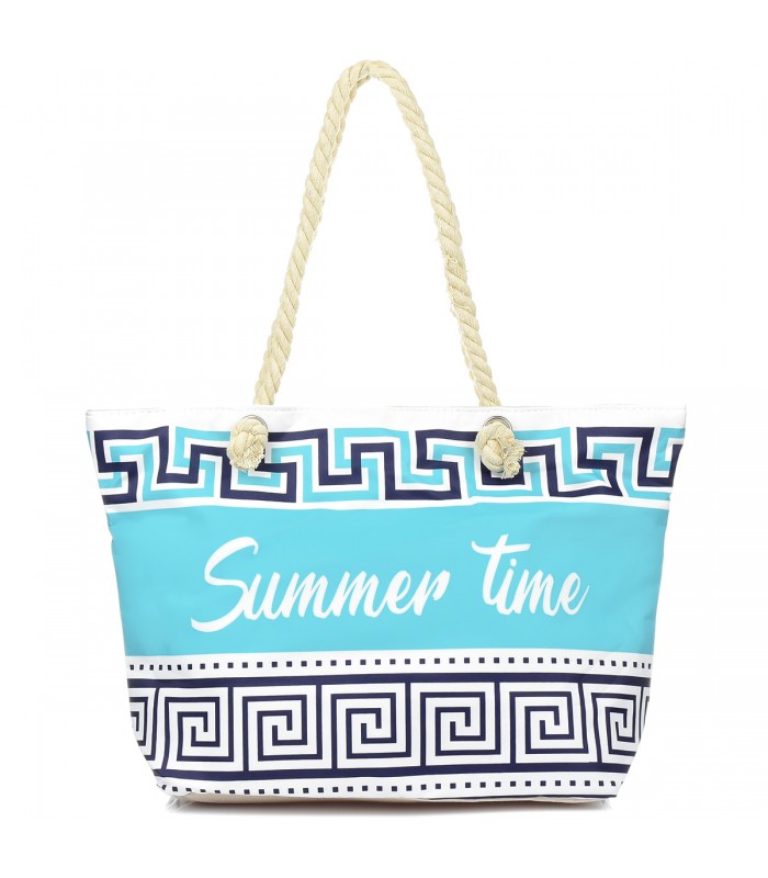 Duża torba plażowa torebka summer time lekka błękitna T61