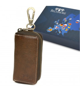 Etui na klucze premium skórzane kluczówka jasny brąz Beltimore P87