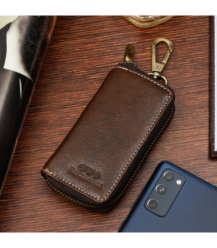 Etui na klucze premium skórzane kluczówka jasny brąz Beltimore P87