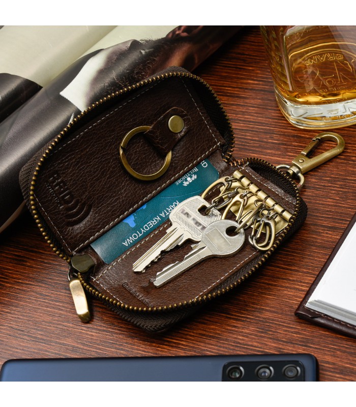 Etui na klucze premium skórzane kluczówka jasny brąz Beltimore P87