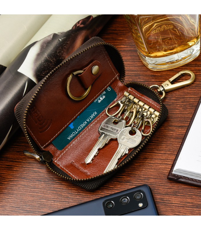 Etui na klucze premium skórzane kluczówka Beltimore rude P87