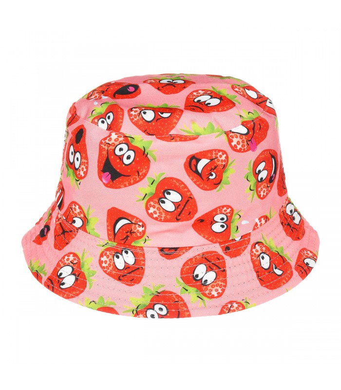 Kapelusz dwustronny bucket hat czapka czarna truskawka kap-m-29