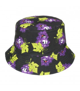 Kapelusz dwustronny bucket hat czapka czarna winogrona kap-m-31