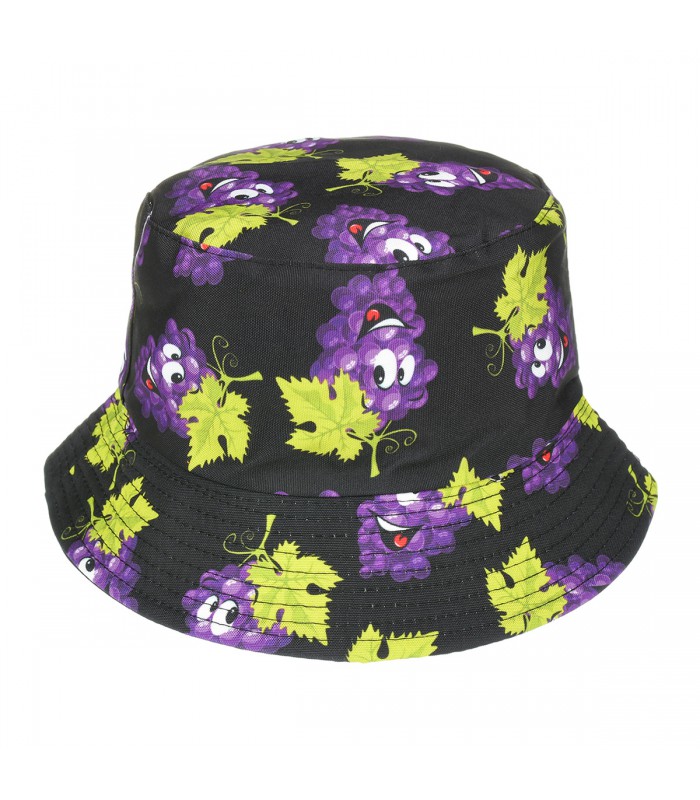 Kapelusz dwustronny bucket hat czapka czarna winogrona kap-m-31