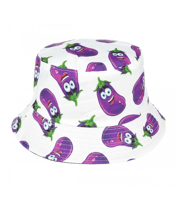 Kapelusz dwustronny bucket hat czapka czarny bakłażan kap-m-32