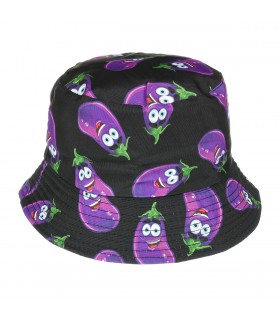 Kapelusz dwustronny bucket hat czapka czarny bakłażan kap-m-33