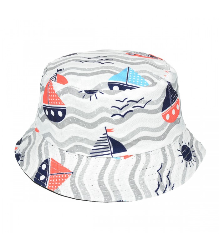Kapelusz dwustronny bucket hat dziecięcy statki kap-md-6