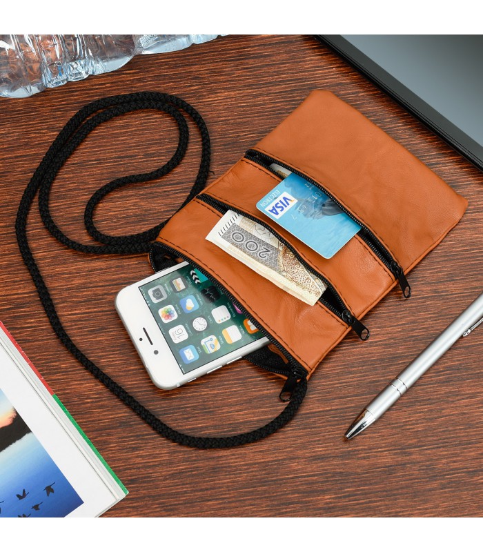 Camel Saszetka etui skórzane paszport dokumenty na szyje G50