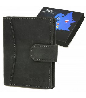 Etui na dokumenty karty skórzane slim Beltimore Czarne G78