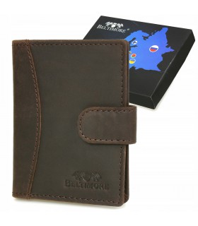 Etui na dokumenty karty skórzane slim Beltimore Ciemny brązG78