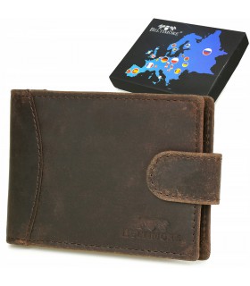 Etui skórzane na dokumenty karty wizytownik RFiD ciemny brąz C85