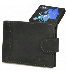 Etui skórzane na dokumenty karty wizytownik RFiD czarne C85