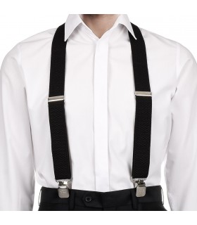 Szelki do spodni męskie eleganckie mocne X czarne SZ5