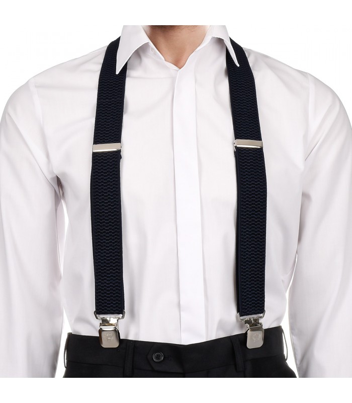 Szelki do spodni męskie eleganckie mocne X granatowe SZ5