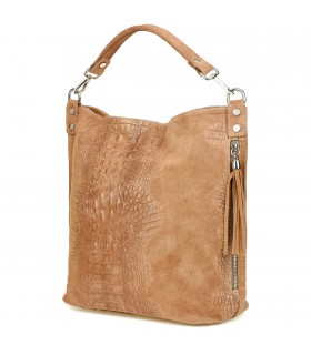 Taupe torebka skórzana zamszowa damska shopper W10