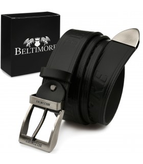 Beltimore męski skórzany pasek szeroki jeans czarny 524