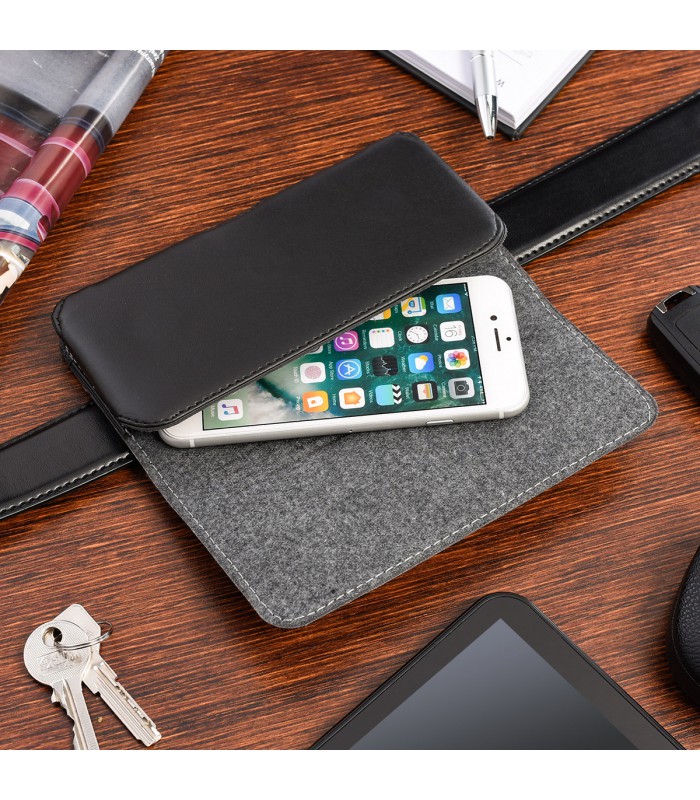 Duże etui na telefon skórzane etui XL kabura na pasek uniseks G48