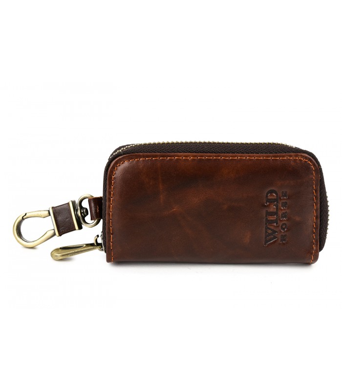 Etui na klucze premium skórzane kluczówka Wild Horse ciemny brąz P84