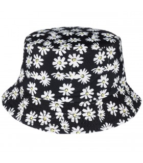 Stokrotki na czerni kapelusz dwustronny bucket hat dziecięcy KAP-MD