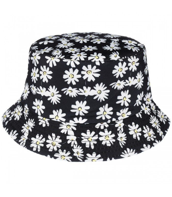 Stokrotki na czerni kapelusz dwustronny bucket hat dziecięcy KAP-MD