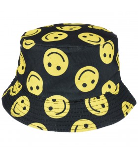 SMILE na czerni dwustronny kapelusz dziecięcy bucket hat KAP-MD