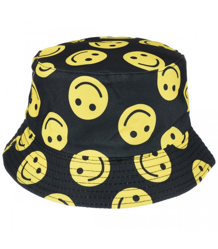SMILE na czerni dwustronny kapelusz dziecięcy bucket hat KAP-MD