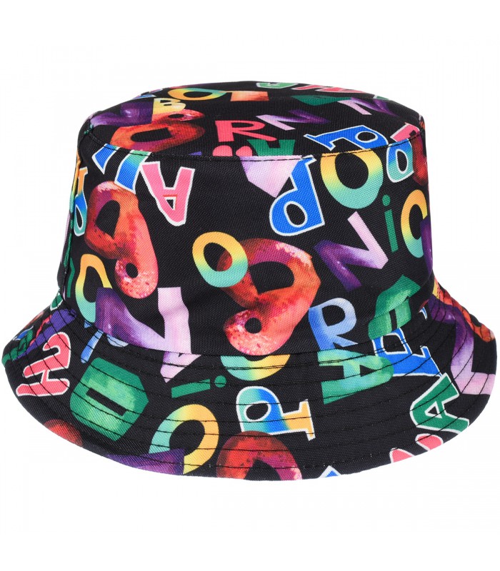 Napisy na czerni dwustronny kapelusz dziecięcy bucket hat KAP-MD