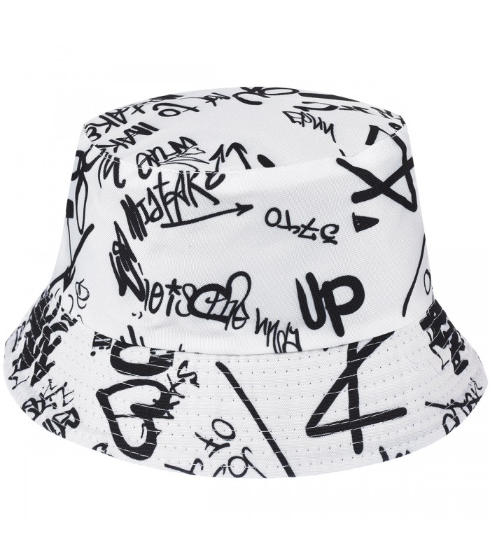 Biały kapelusz dwustronny bucket hat wędkarski modny kap-m-50